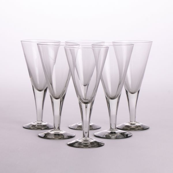 Set of Six Danish Holmegaard Smoked Glass Sherry Glasses c.1960